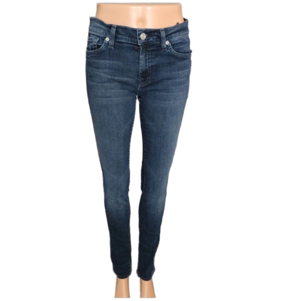 7Fam 7 For All Mankind Roxanne Skinny Slim Straight Low Rise Jeans Size 28